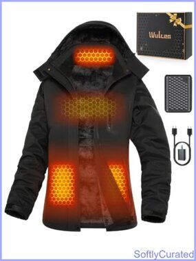 Graphene Heated Jacket Womens Fur Lined Battery Pack Winter Coat
